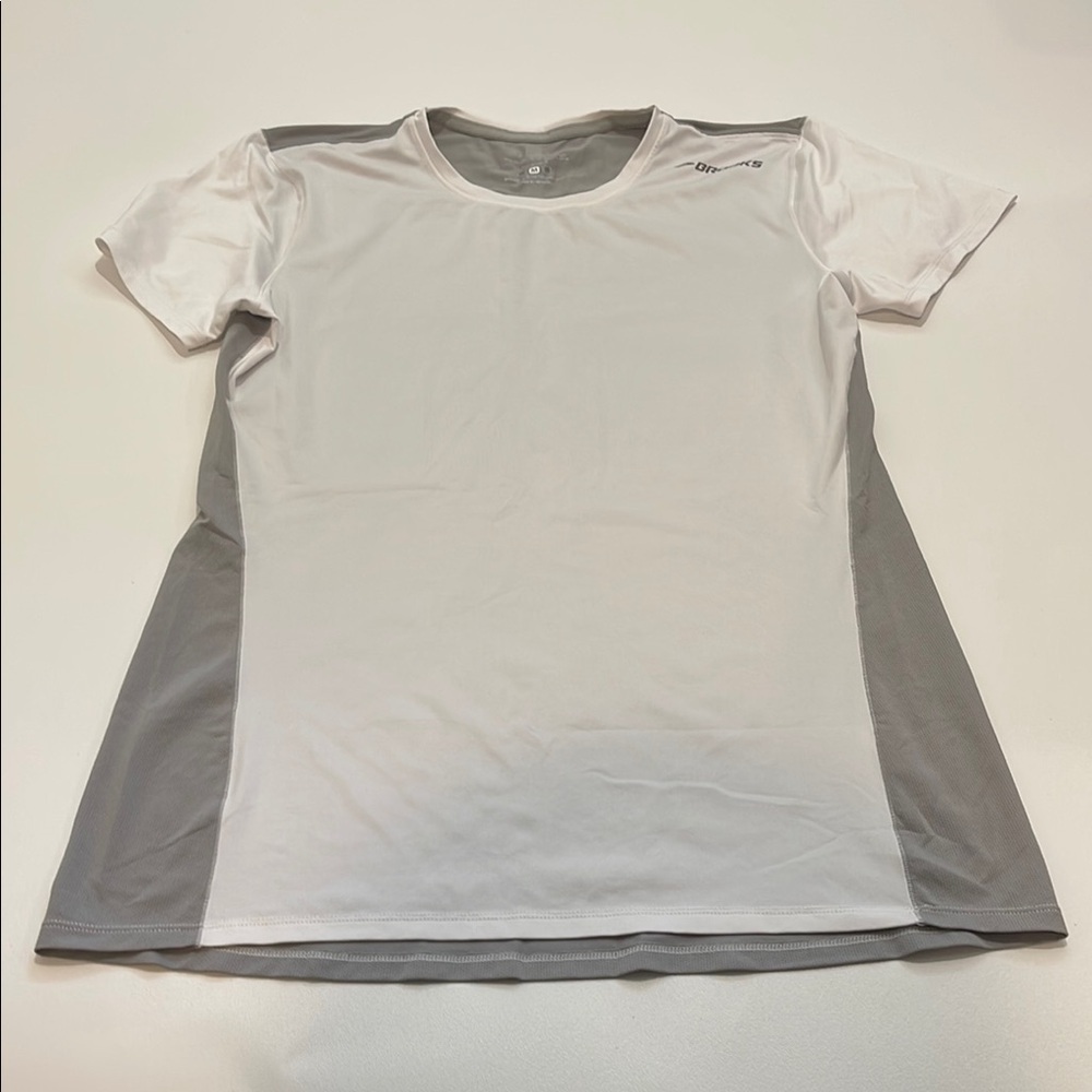 Brooks White and Gray Performance Tee